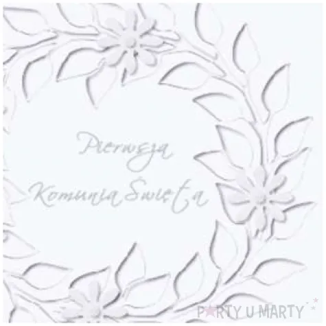 pamiatka pierwsza komunia swieta wianek biala paw 15 4 x 15 4 cm