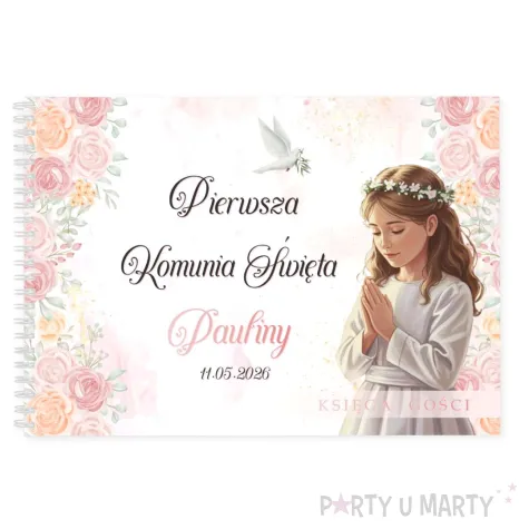 pamiatka pierwszej komunii swietej ksiega gosci pamiatkowy album dziewczynka w albie imie