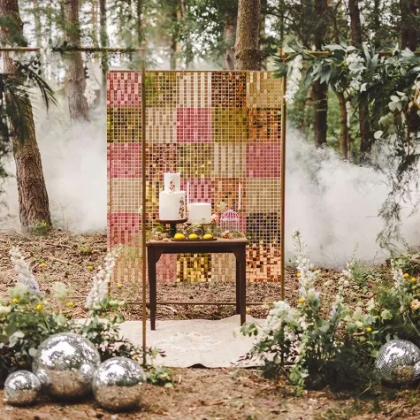 panel dekoracyjny cekinowy zloty partydeco 30 x 30 cm