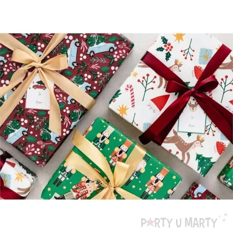 papier do pakowania choinki renifery i swiety mikolaj partydeco 70x200 cm