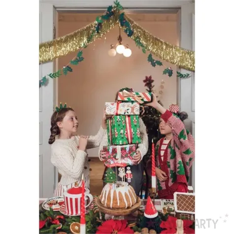 papier do pakowania samochod z choinka bordowy partydeco 70x200 cm