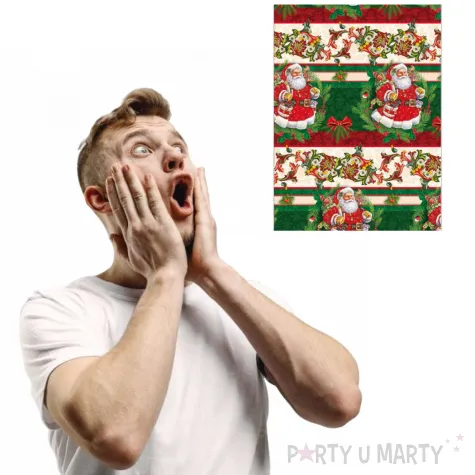 papier do pakowania swiety mikolaj i stroik maki 70x200 cm