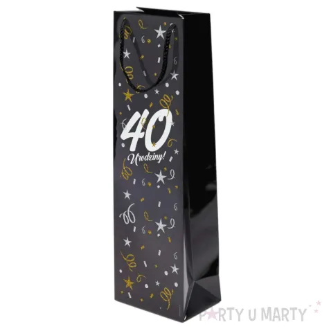 papierowa torba prezentowa na wino butelke alkohol 40 urodziny glamour 40x11x9 cm