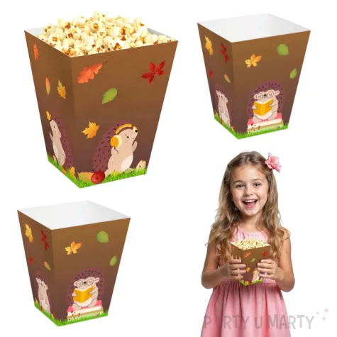 papierowe pudelka na popcorn dzien jeza jesien do szkoly przedszkola 4 szt