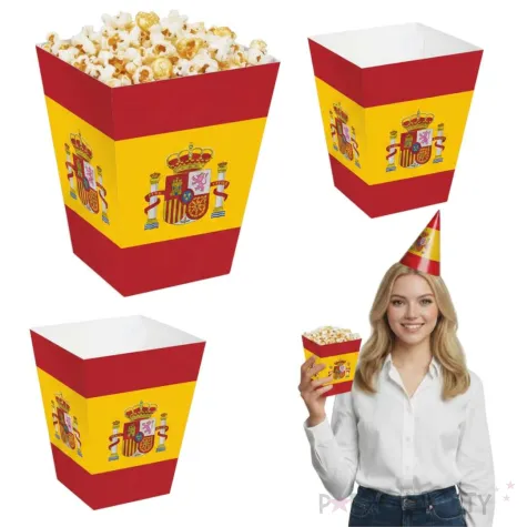 papierowe pudelka na ppopcorn panstwa swiata hiszpania flaga na mecz dzien jezykow 4 szt