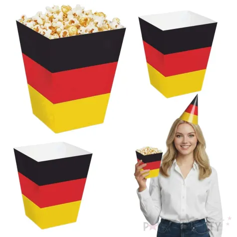 papierowe pudelka na ppopcorn panstwa swiata niemcy flaga na mecz dzien jezykow 4 szt