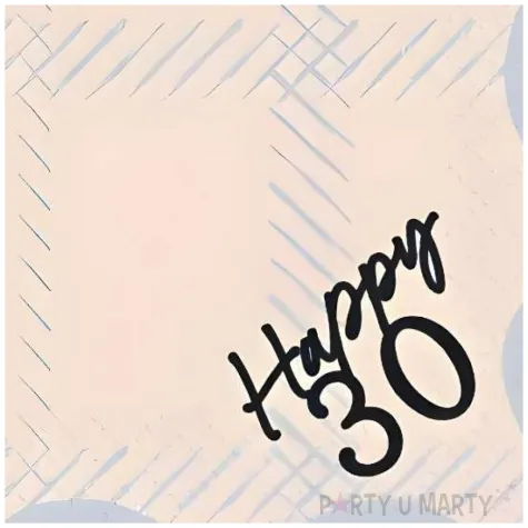 papierowe serwetki jednorazowe dekoracja na 30 urodziny happy 30 falbanki kremowe 33 cm 12 szt