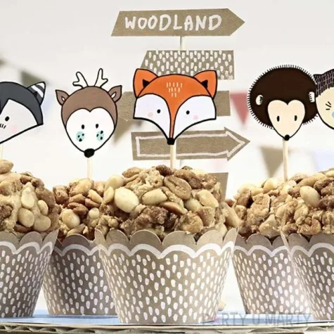 papilotki do muffinek woodland zestaw party deco