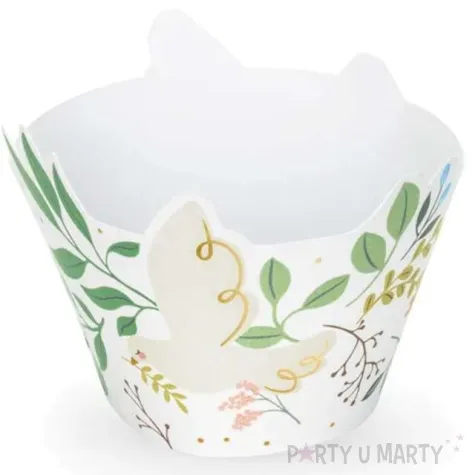 papilotki na muffinki komunia swieta kwiaty i golebie partydeco 6 szt