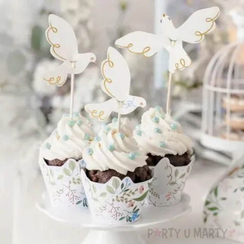 papilotki na muffinki komunia swieta kwiaty i golebie partydeco 6 szt