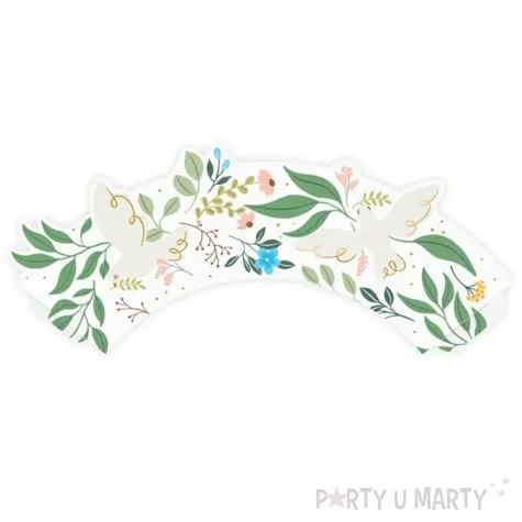 papilotki na muffinki komunia swieta kwiaty i golebie partydeco 6 szt