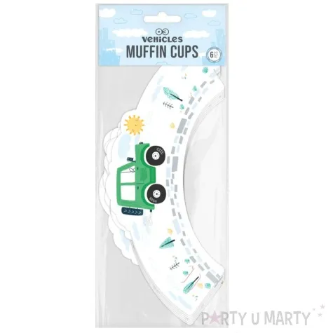 papilotki na muffinki pojazdy miejskie budowa partypal 6 szt