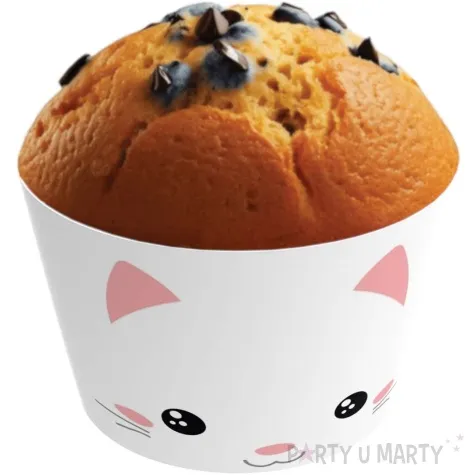 papilotki na muffinki slodki kotek bialy rozowy congee 6 szt