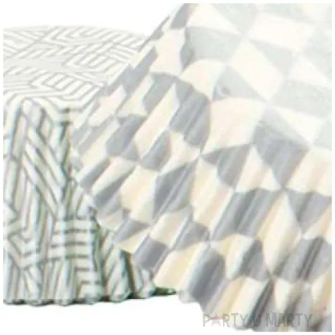 papilotki na muffinki wzory geometryczne srebrne mix decora 36 szt