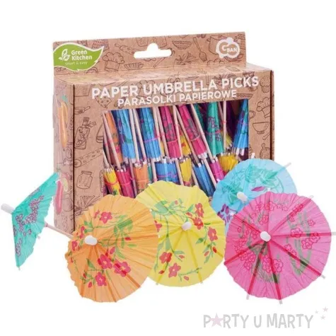 parasolki papierowe hawajskie kwiaty mix godan 100 szt