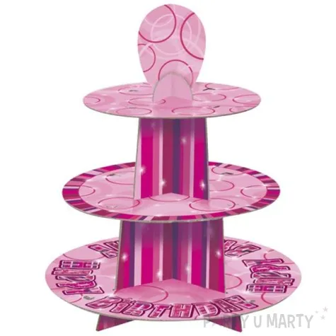 patera papierowa happy birthday naklejki rozowa unique 35 cm