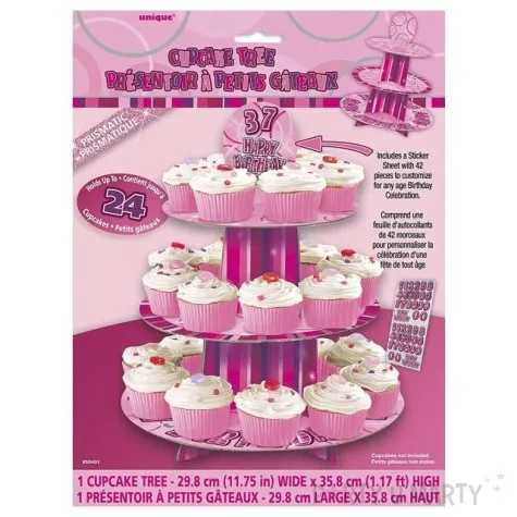 patera papierowa happy birthday naklejki rozowa unique 35 cm