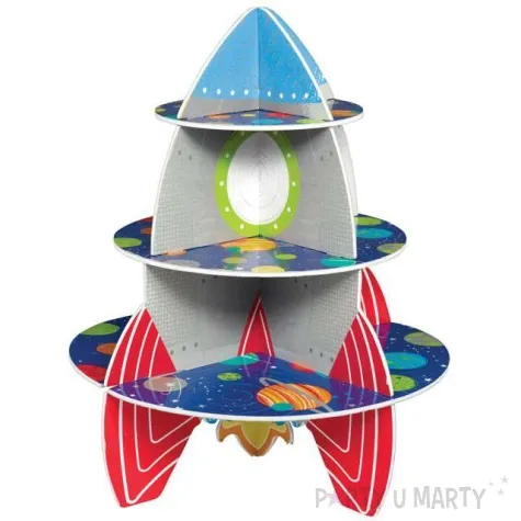 patera papierowa rakieta kosmiczna niebieska partypal