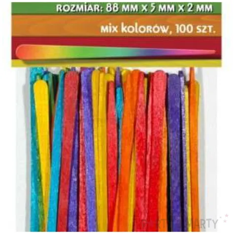 patyczki drewniane do lodow plaskie mix aliga 88 mm 100 szt