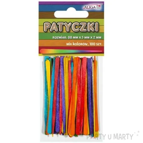 patyczki drewniane do lodow plaskie mix aliga 88 mm 100 szt