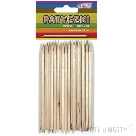patyczki drewniane okragle bezbarwne aliga 115 mm 50 szt