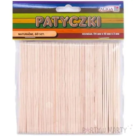 patyczki drewniane plaskie bezbarwne aliga 114 mm 60 szt