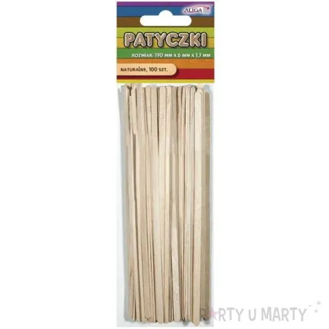 patyczki drewniane plaskie bezbarwne aliga 190 mm 100 szt