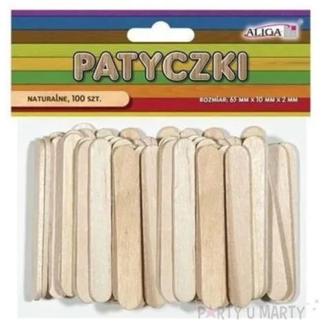 patyczki drewniane plaskie bezbarwne aliga 65 mm 100 szt