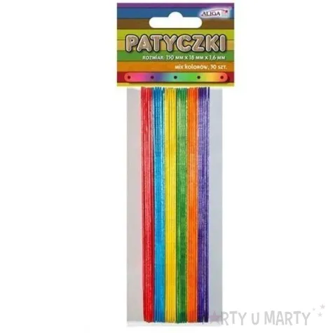 patyczki drewniane plaskie z otworem mix aliga 150 mm 30 szt