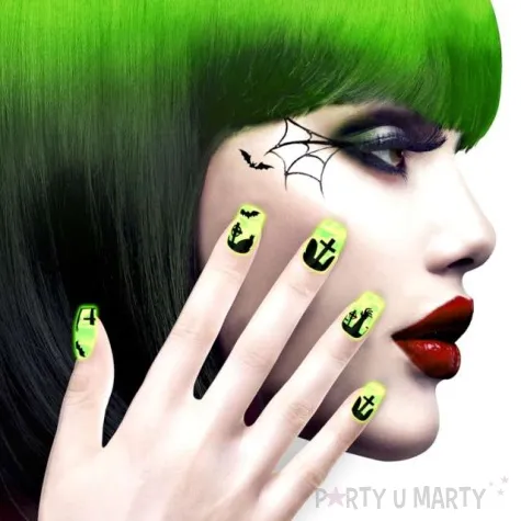 paznokcie czarne cmentarzysko zielony neon widmann 10 szt