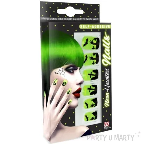 paznokcie czarne cmentarzysko zielony neon widmann 10 szt