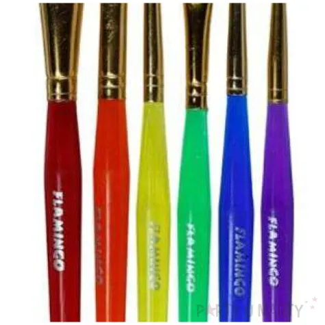 pedzelki szkolne plaskie i okragle mix flamingo 6 szt