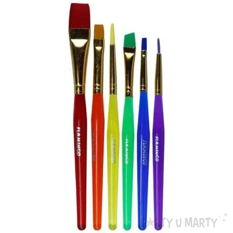 pedzelki szkolne plaskie i okragle mix flamingo 6 szt