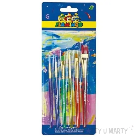 pedzelki szkolne plaskie i okragle mix flamingo 6 szt