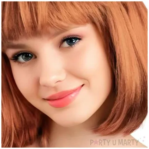 peruka damska na karnawal bob rude jasne proste wlosy z grzywka retro