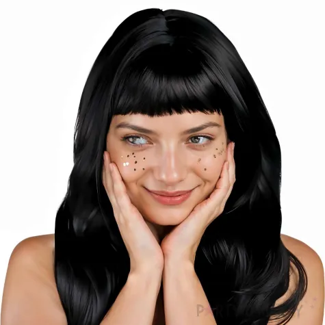 peruka damska na karnawal czarne dlugie proste wlosy z grzywka kleopatra wampirzyca