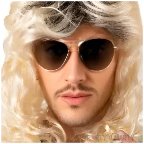peruka meska na karnawal blond dlugie krecone wlosy retro lata 70 80 90 gwiazda muzyki