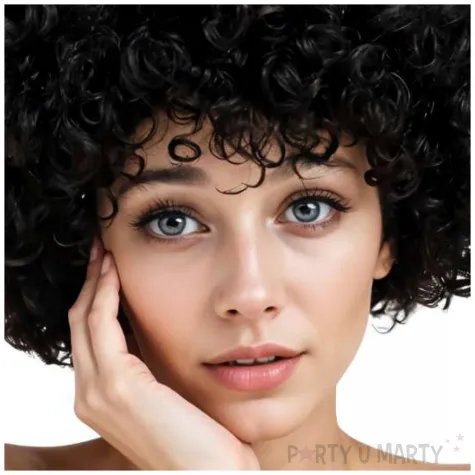 peruka na karnawal afro dlugie czarne krecone wlosy retro gwiazda muzyki