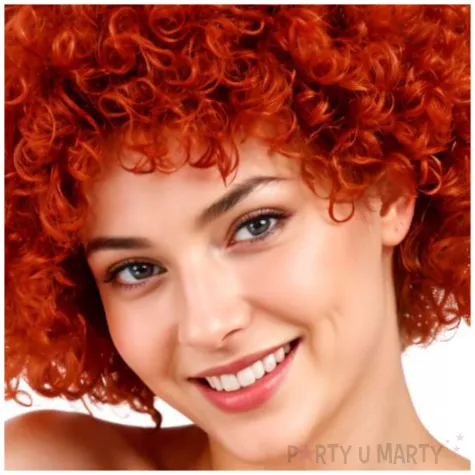 peruka na karnawal afro dlugie rude krecone wlosy retro klauninka gwiazda muzyki