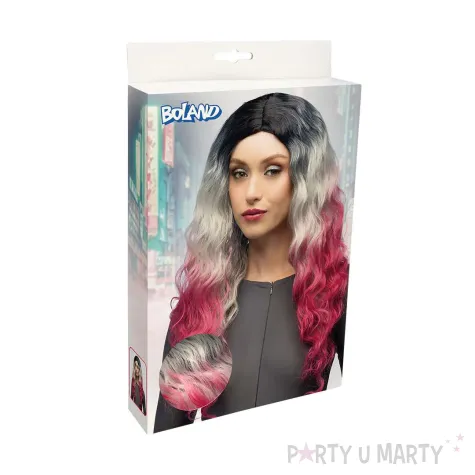 peruka ombre japonska do stroju na karnawal cosplay larp anime szaro rozowa boland