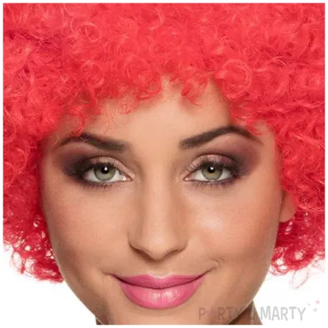 peruka party afro czerwony partydeco