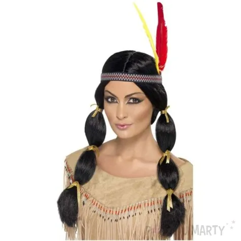 peruka party amerykanska indianka z warkoczykami smiffys
