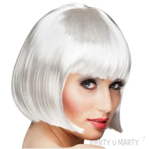 peruka party bob z grzywka bialy boland