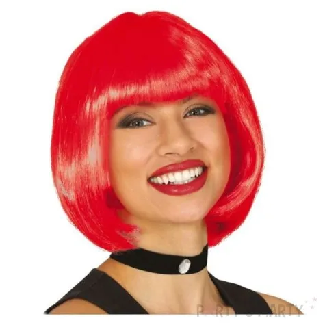 peruka party bob z grzywka czerwona guirca