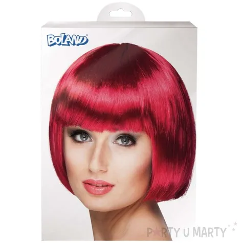 peruka party bob z grzywka rubinowo czerwony boland
