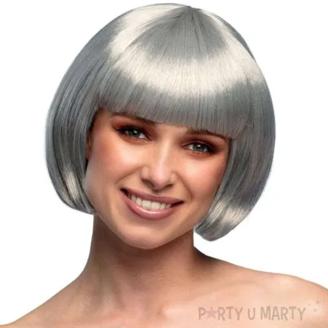peruka party bob z grzywka srebrny boland