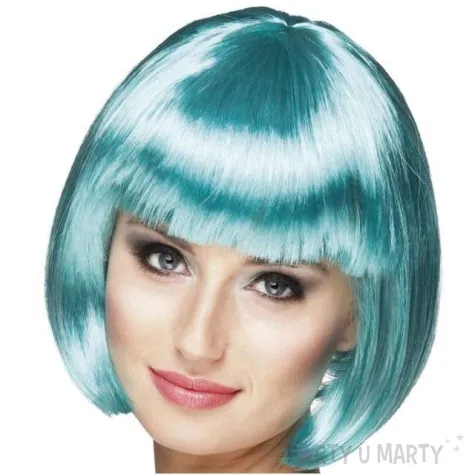 peruka party bob z grzywka turkusowa boland