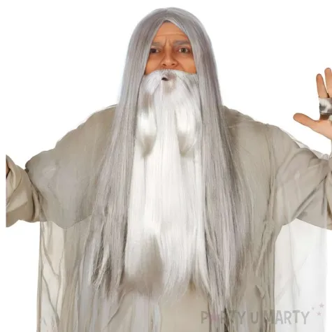 peruka party czarodziej z broda siwa party tino