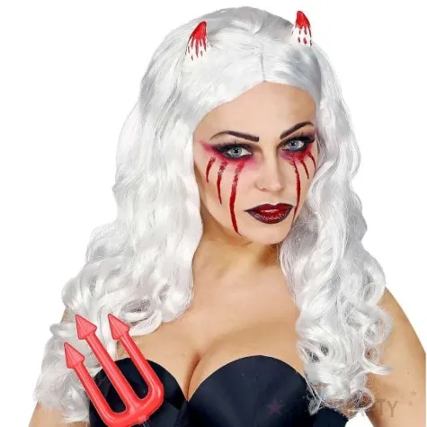peruka party diablica z rogami biala widmann