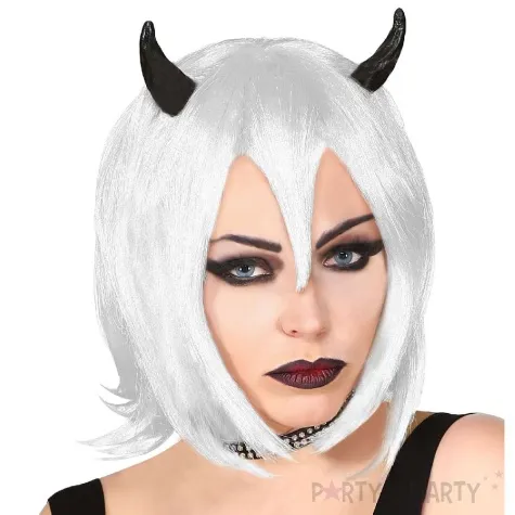 peruka party diablica z rogami bialy widmann